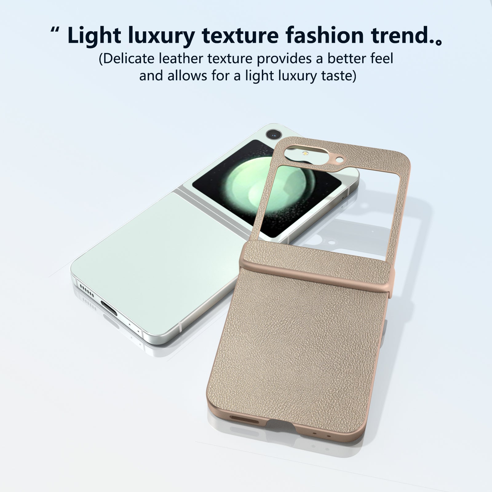 For Samsung Galaxy Z Flip6 5G Case 3-in-1 PU Leather Coated PC Phone Cover with Hinge - Gold