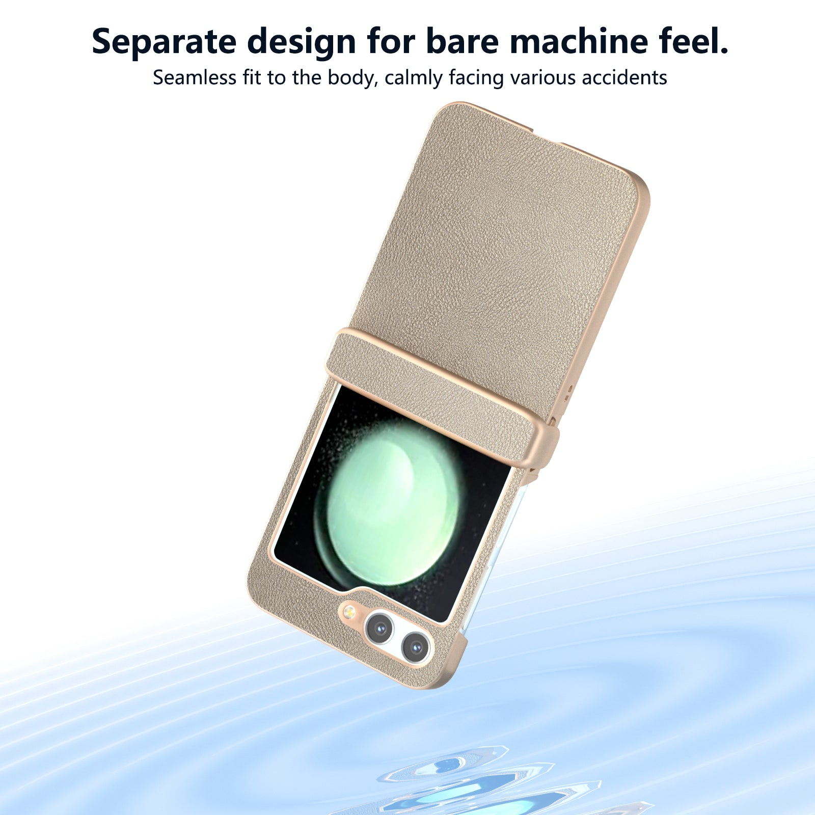 For Samsung Galaxy Z Flip6 5G Case 3-in-1 PU Leather Coated PC Phone Cover with Hinge - Gold