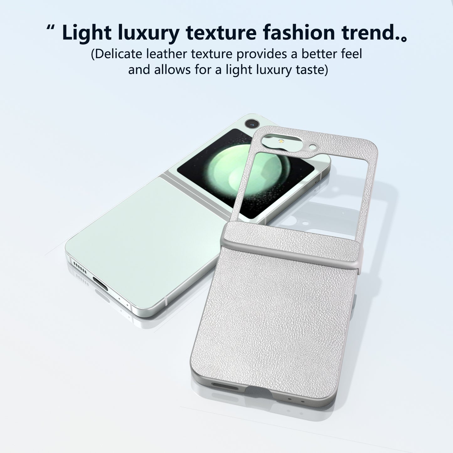 For Samsung Galaxy Z Flip6 5G Case 3-in-1 PU Leather Coated PC Phone Cover with Hinge - Silver