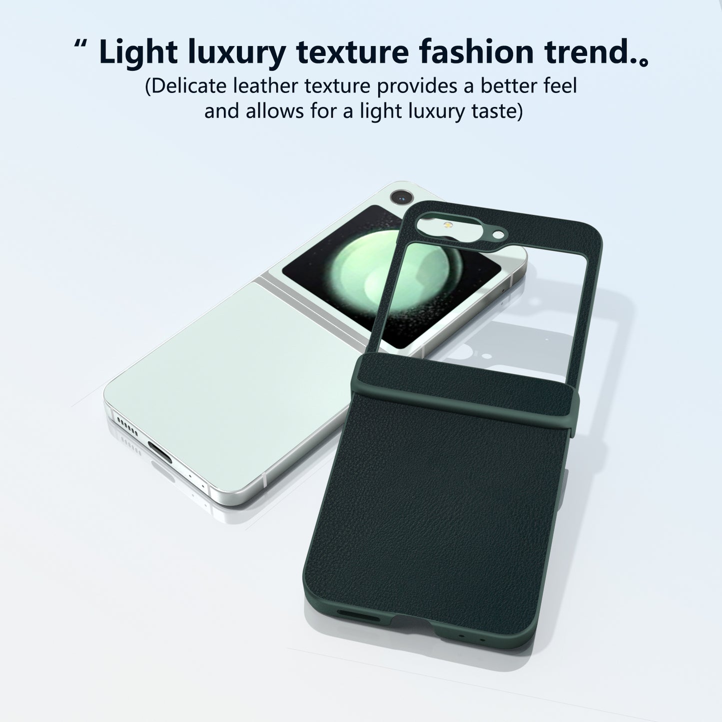 For Samsung Galaxy Z Flip6 5G Case 3-in-1 PU Leather Coated PC Phone Cover with Hinge - Dark Green