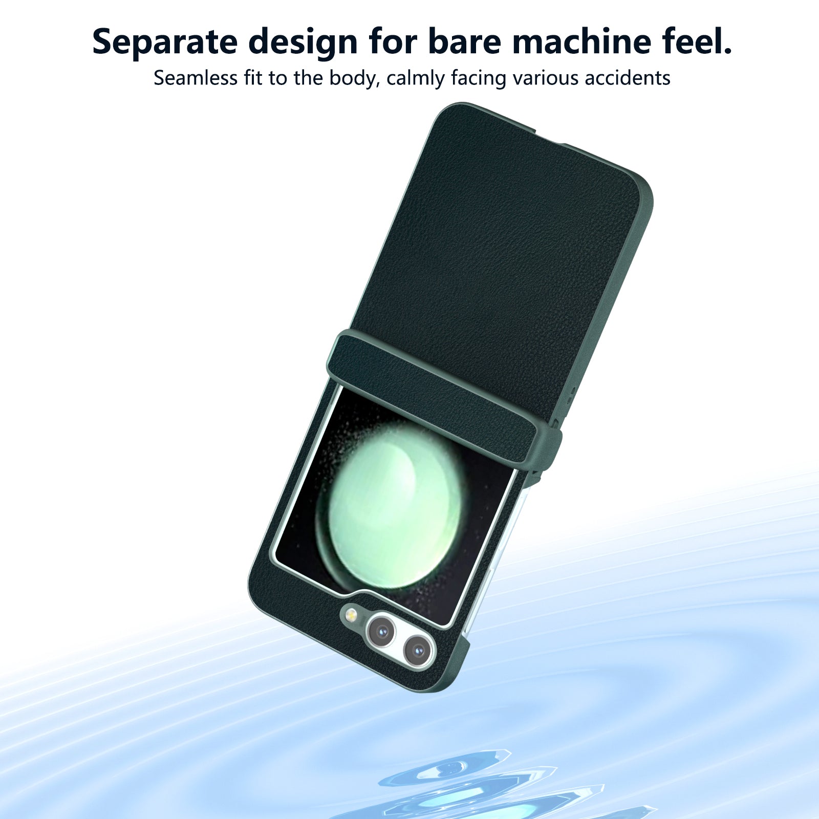 For Samsung Galaxy Z Flip6 5G Case 3-in-1 PU Leather Coated PC Phone Cover with Hinge - Dark Green