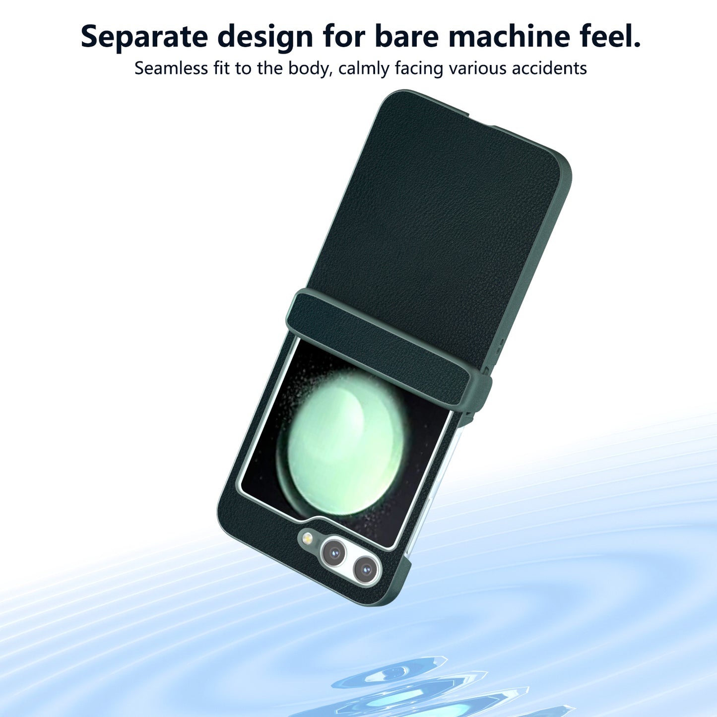 For Samsung Galaxy Z Flip6 5G Case 3-in-1 PU Leather Coated PC Phone Cover with Hinge - Dark Green