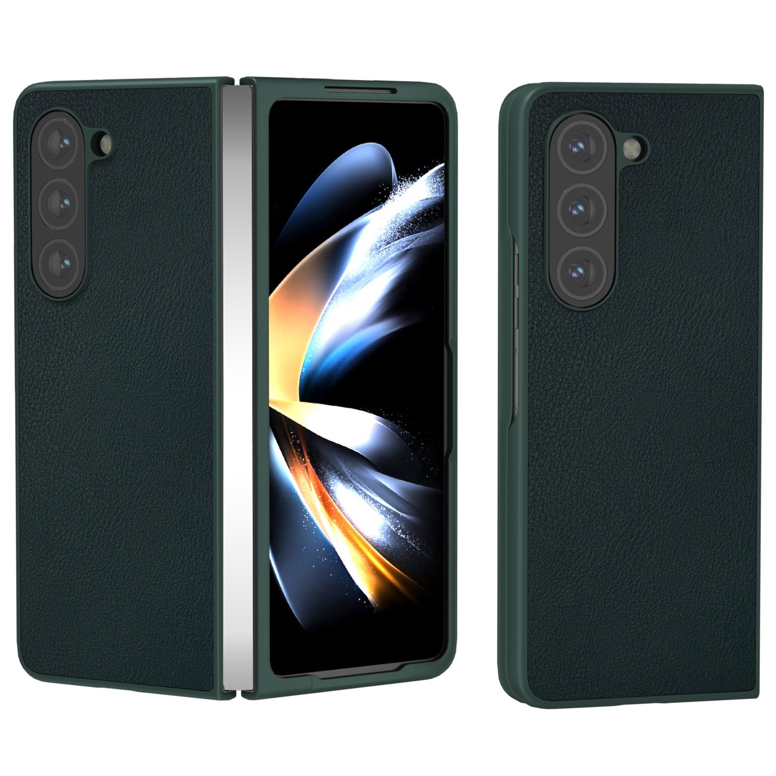 For Samsung Galaxy Z Fold6 5G Case Cell Accessories Leather + PC Phone Cover - Dark Green