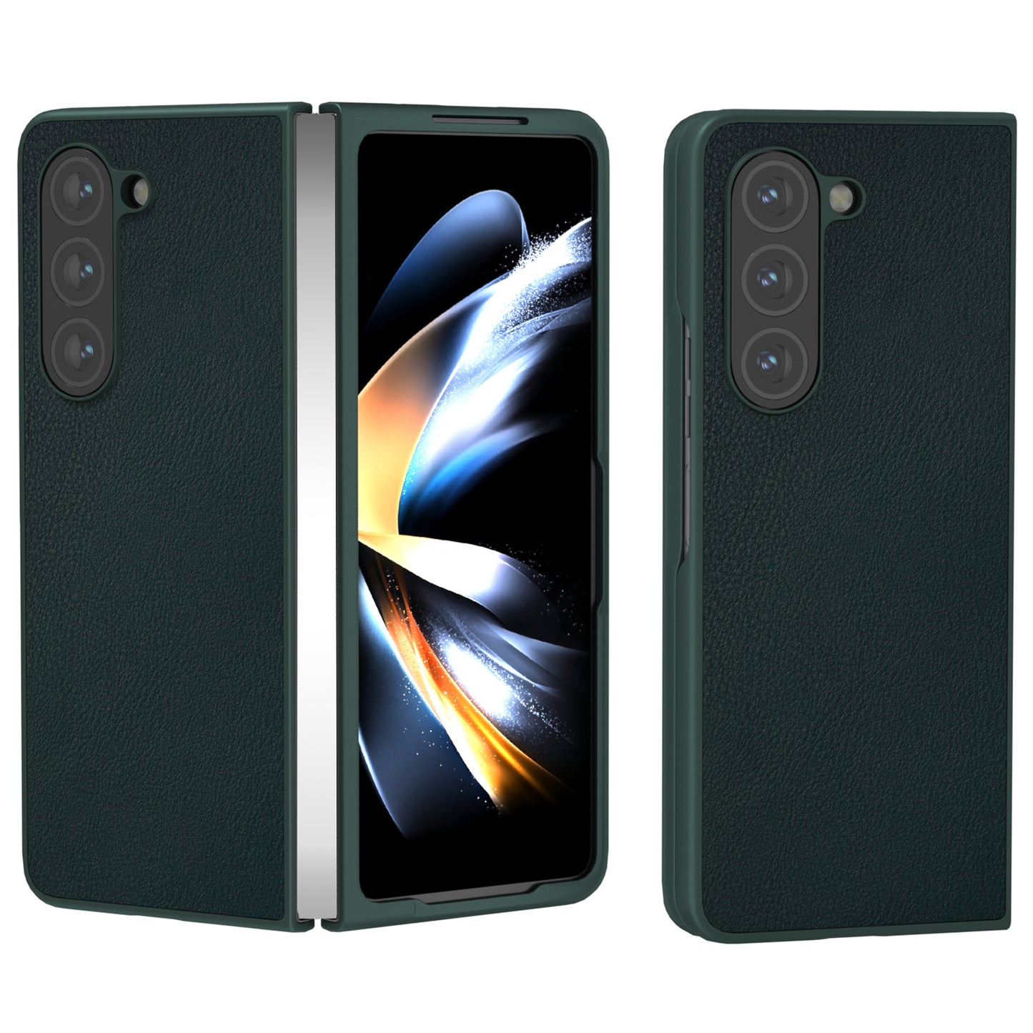 For Samsung Galaxy Z Fold6 5G Case Cell Accessories Leather + PC Phone Cover - Dark Green