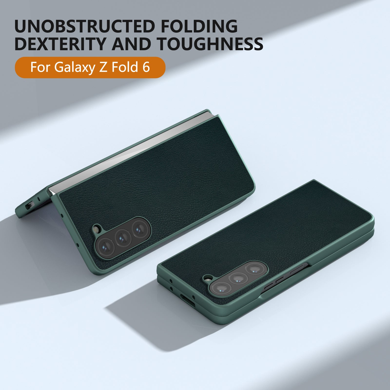 For Samsung Galaxy Z Fold6 5G Case Cell Accessories Leather + PC Phone Cover - Dark Green