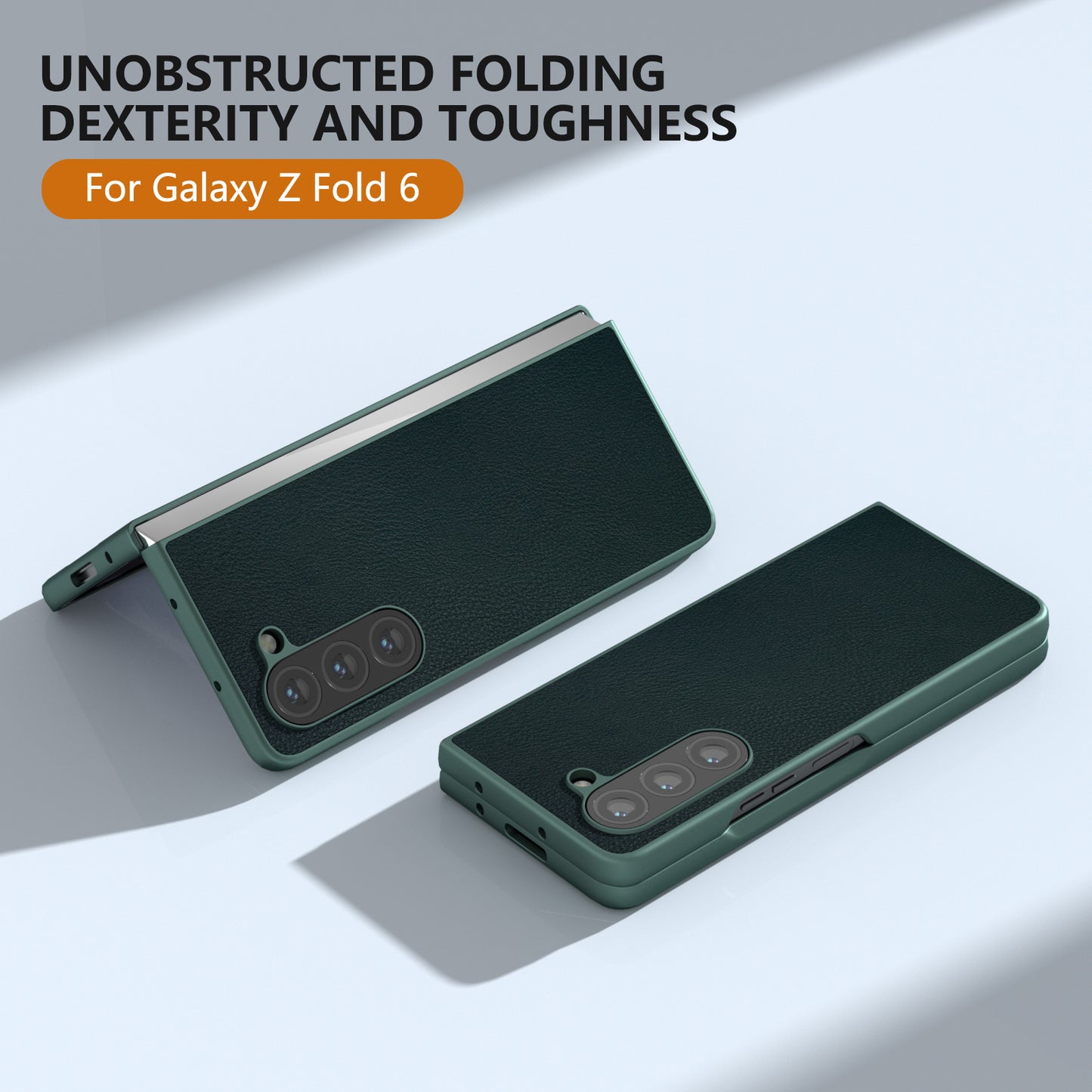 For Samsung Galaxy Z Fold6 5G Case Cell Accessories Leather + PC Phone Cover - Dark Green
