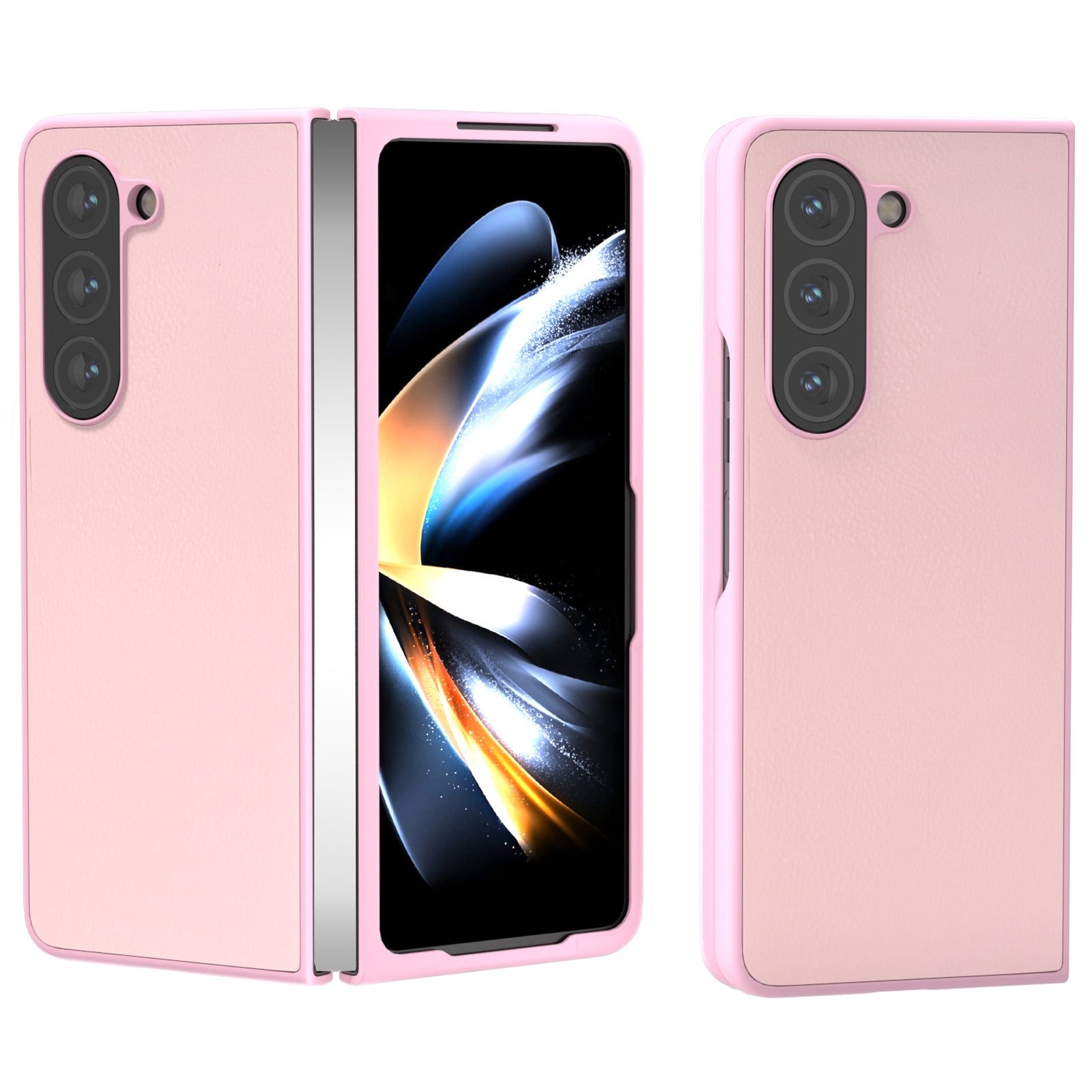 For Samsung Galaxy Z Fold6 5G Case Cell Accessories Leather + PC Phone Cover - Pink