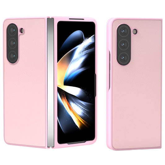 For Samsung Galaxy Z Fold6 5G Case Cell Accessories Leather + PC Phone Cover - Pink