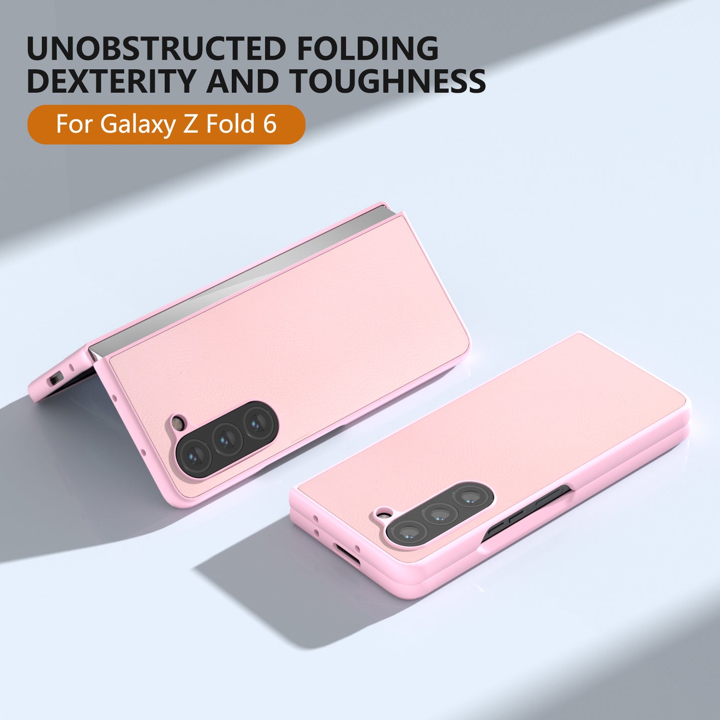 For Samsung Galaxy Z Fold6 5G Case Cell Accessories Leather + PC Phone Cover - Pink