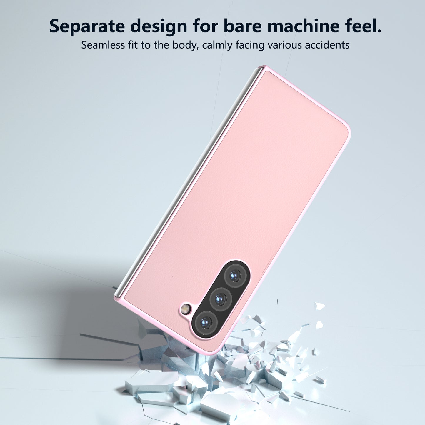 For Samsung Galaxy Z Fold6 5G Case Cell Accessories Leather + PC Phone Cover - Pink