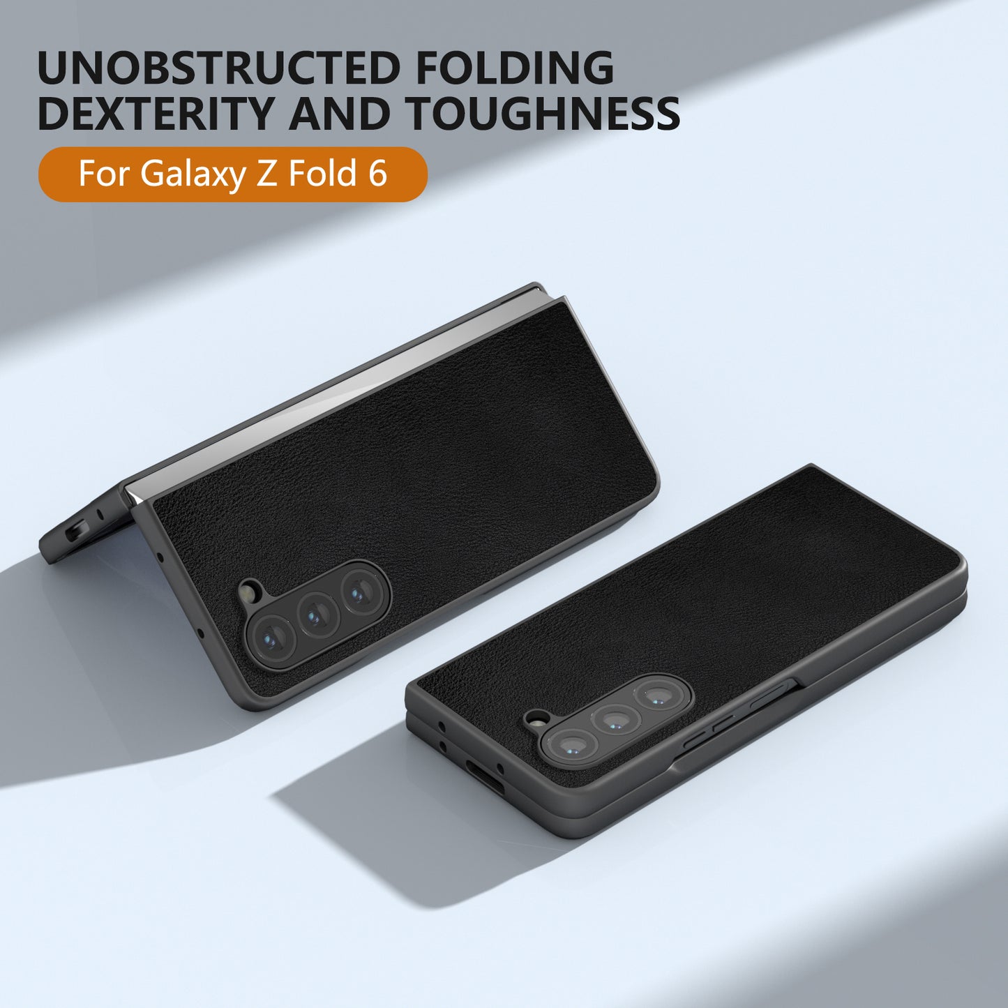 For Samsung Galaxy Z Fold6 5G Case Cell Accessories Leather + PC Phone Cover - Black