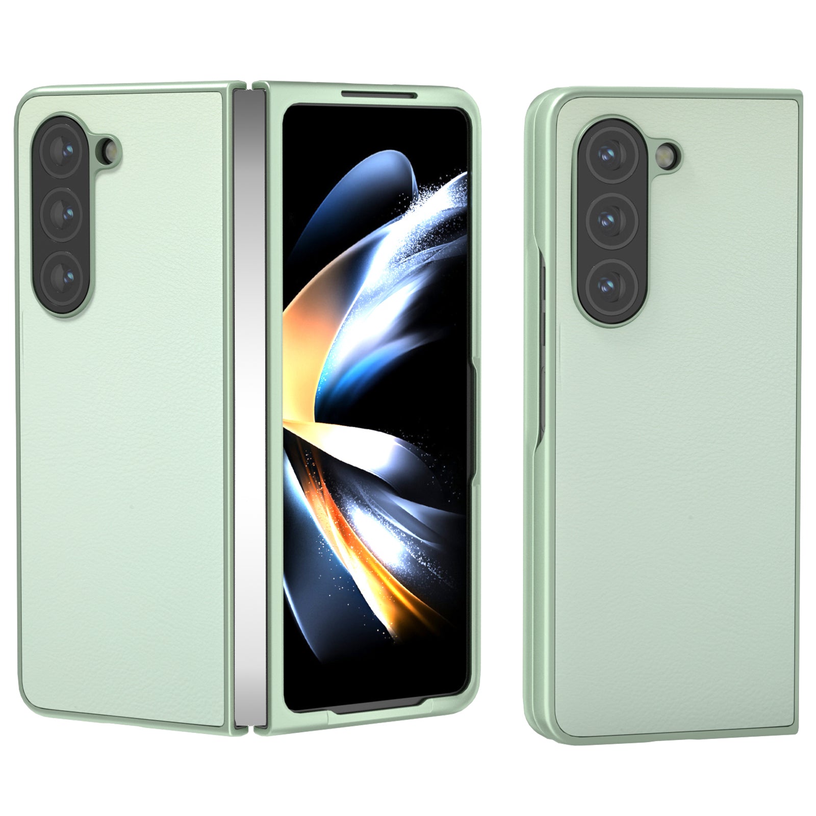 For Samsung Galaxy Z Fold6 5G Case Cell Accessories Leather + PC Phone Cover - Light Green