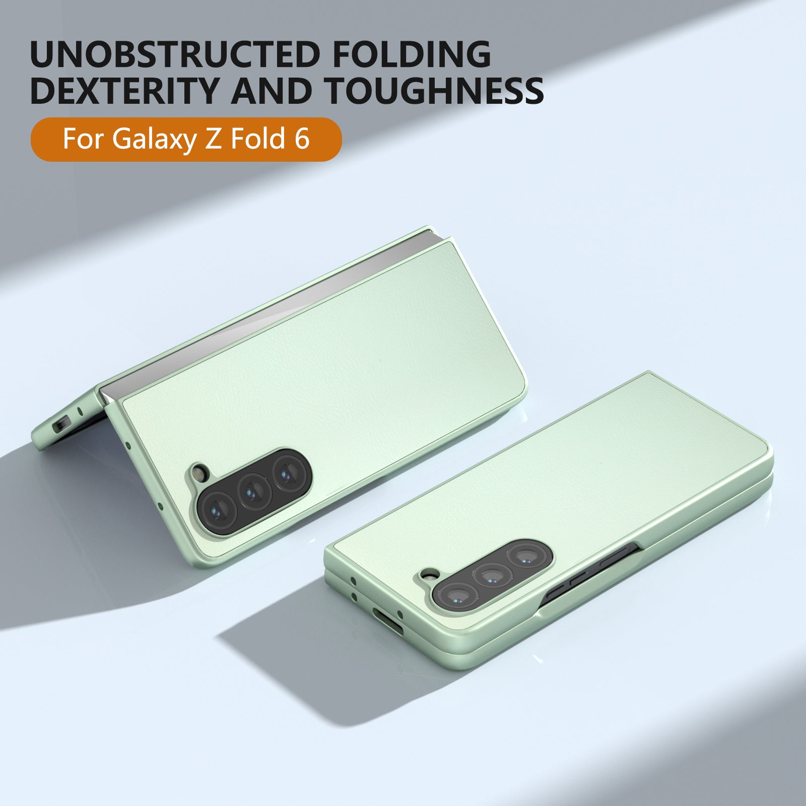 For Samsung Galaxy Z Fold6 5G Case Cell Accessories Leather + PC Phone Cover - Light Green