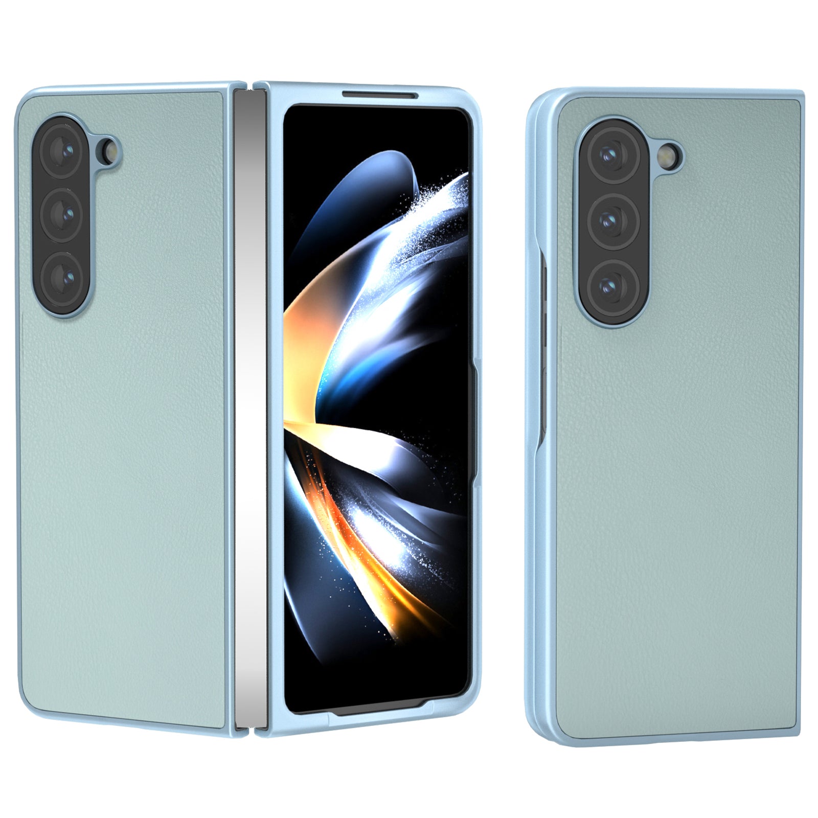 For Samsung Galaxy Z Fold6 5G Case Cell Accessories Leather + PC Phone Cover - Baby Blue
