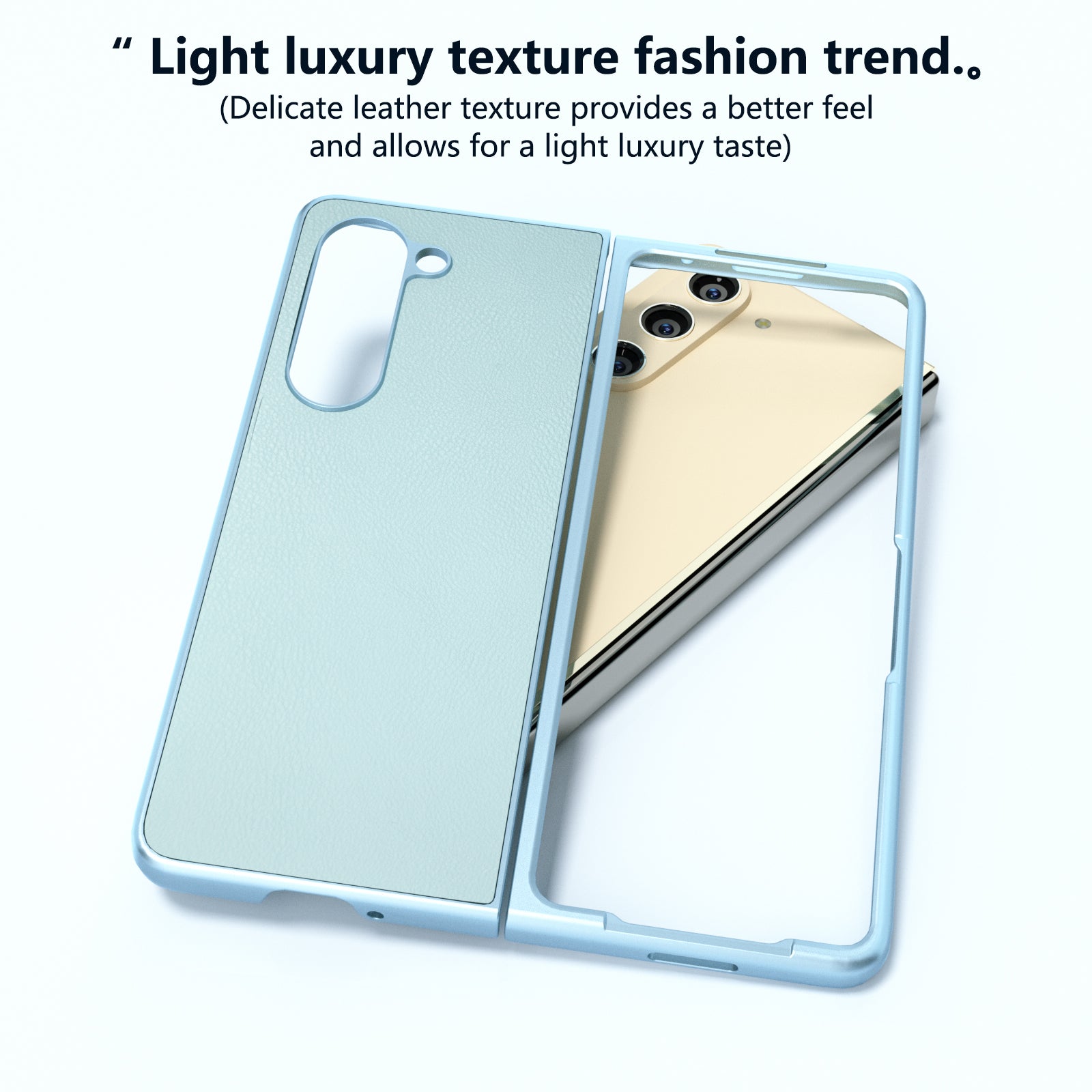 For Samsung Galaxy Z Fold6 5G Case Cell Accessories Leather + PC Phone Cover - Baby Blue