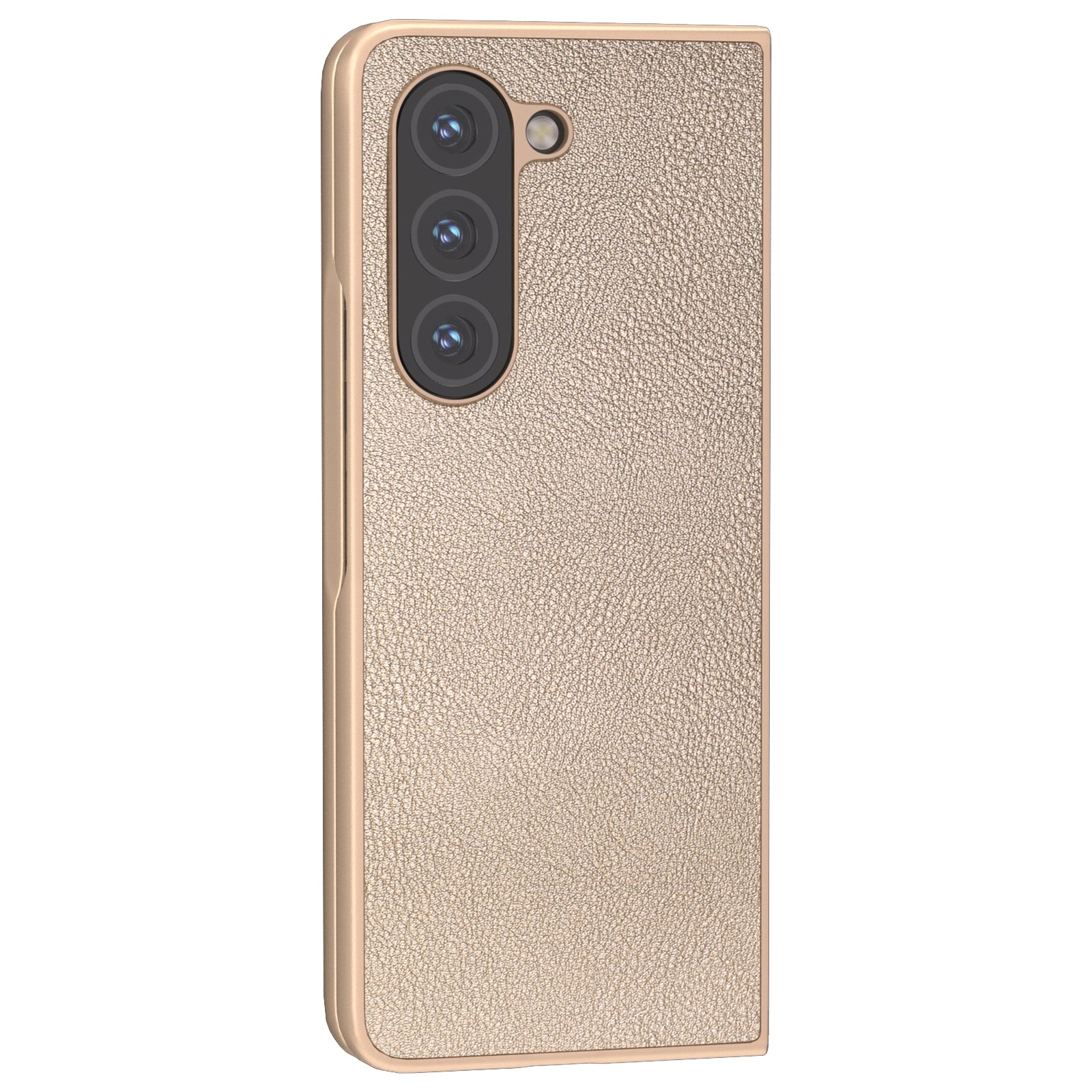 For Samsung Galaxy Z Fold6 5G Case Cell Accessories Leather + PC Phone Cover - Gold