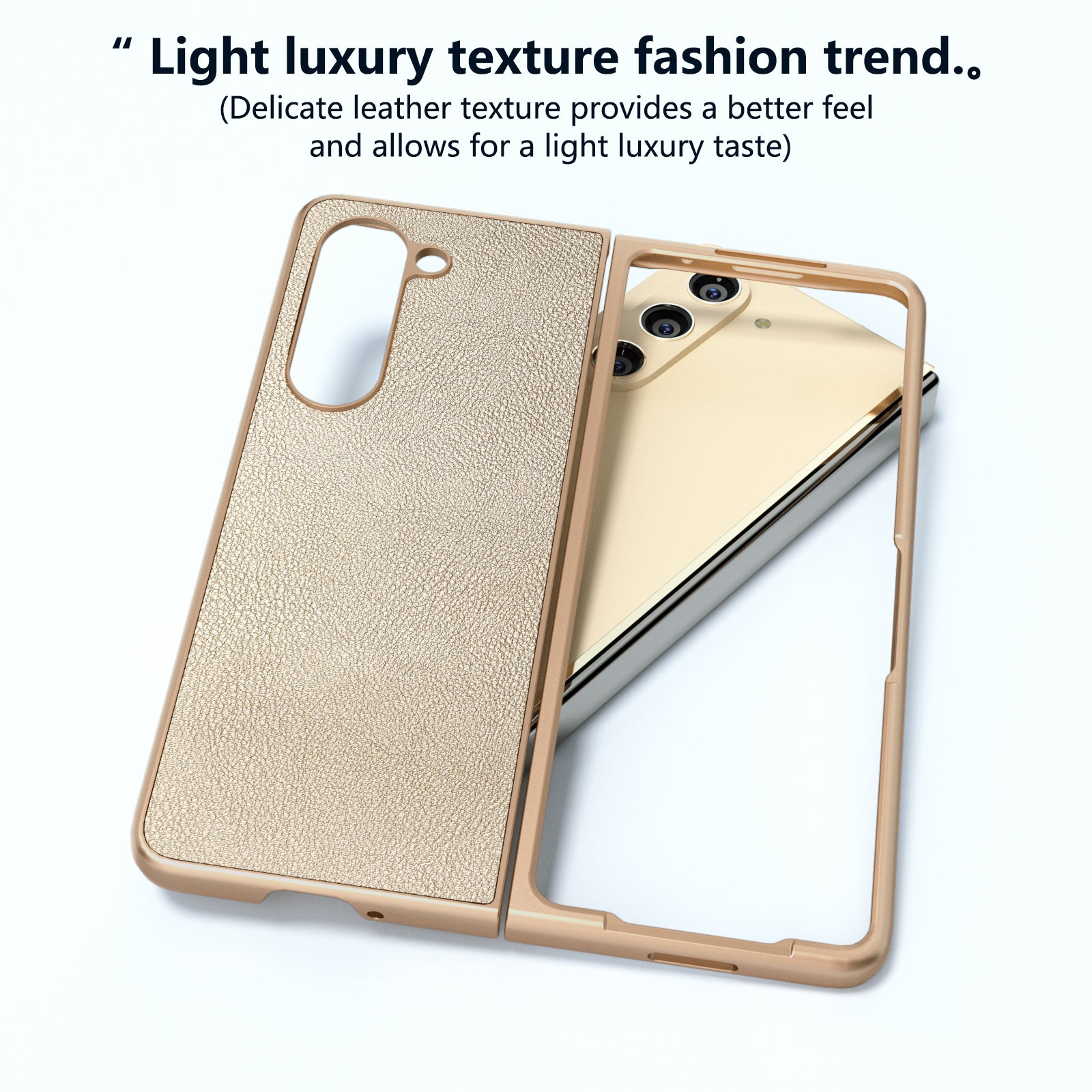 For Samsung Galaxy Z Fold6 5G Case Cell Accessories Leather + PC Phone Cover - Gold