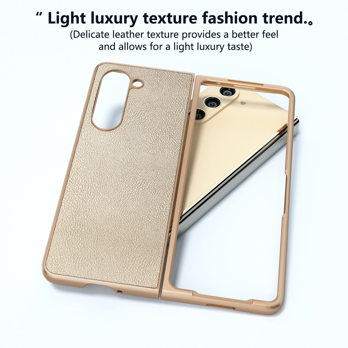 For Samsung Galaxy Z Fold6 5G Case Cell Accessories Leather + PC Phone Cover - Gold