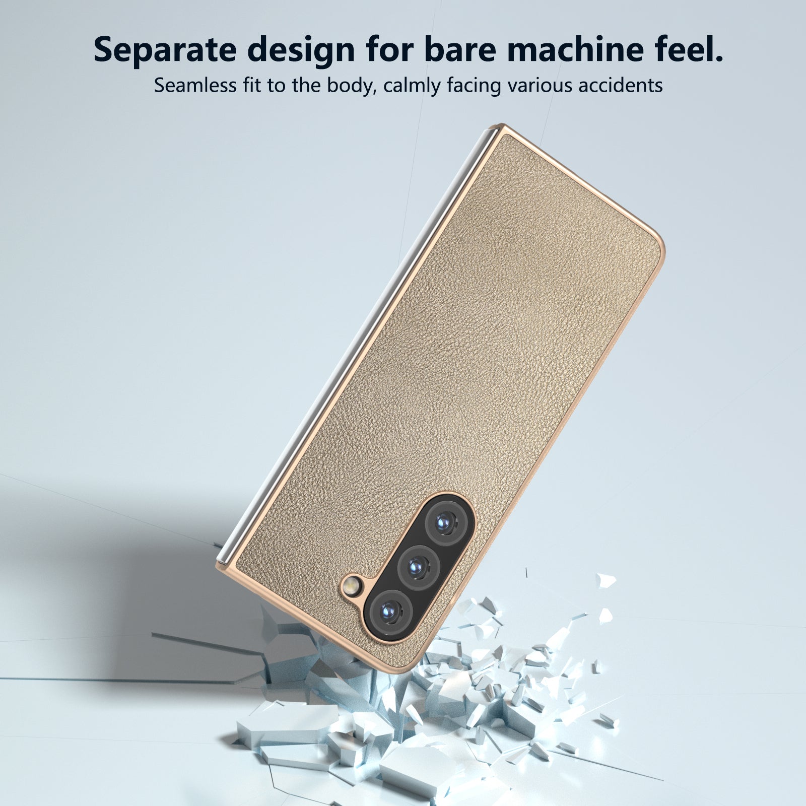 For Samsung Galaxy Z Fold6 5G Case Cell Accessories Leather + PC Phone Cover - Gold