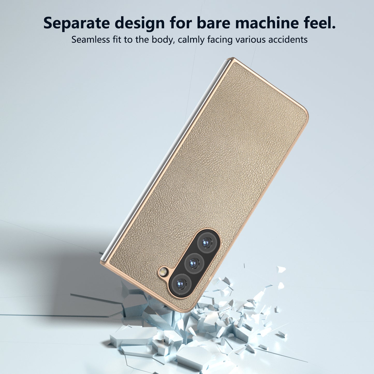 For Samsung Galaxy Z Fold6 5G Case Cell Accessories Leather + PC Phone Cover - Gold