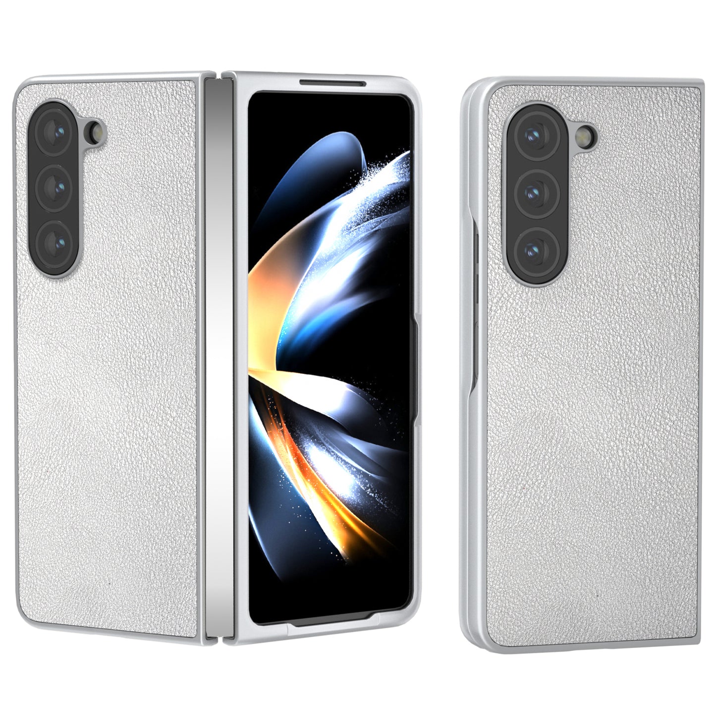 For Samsung Galaxy Z Fold6 5G Case Cell Accessories Leather + PC Phone Cover - Silver