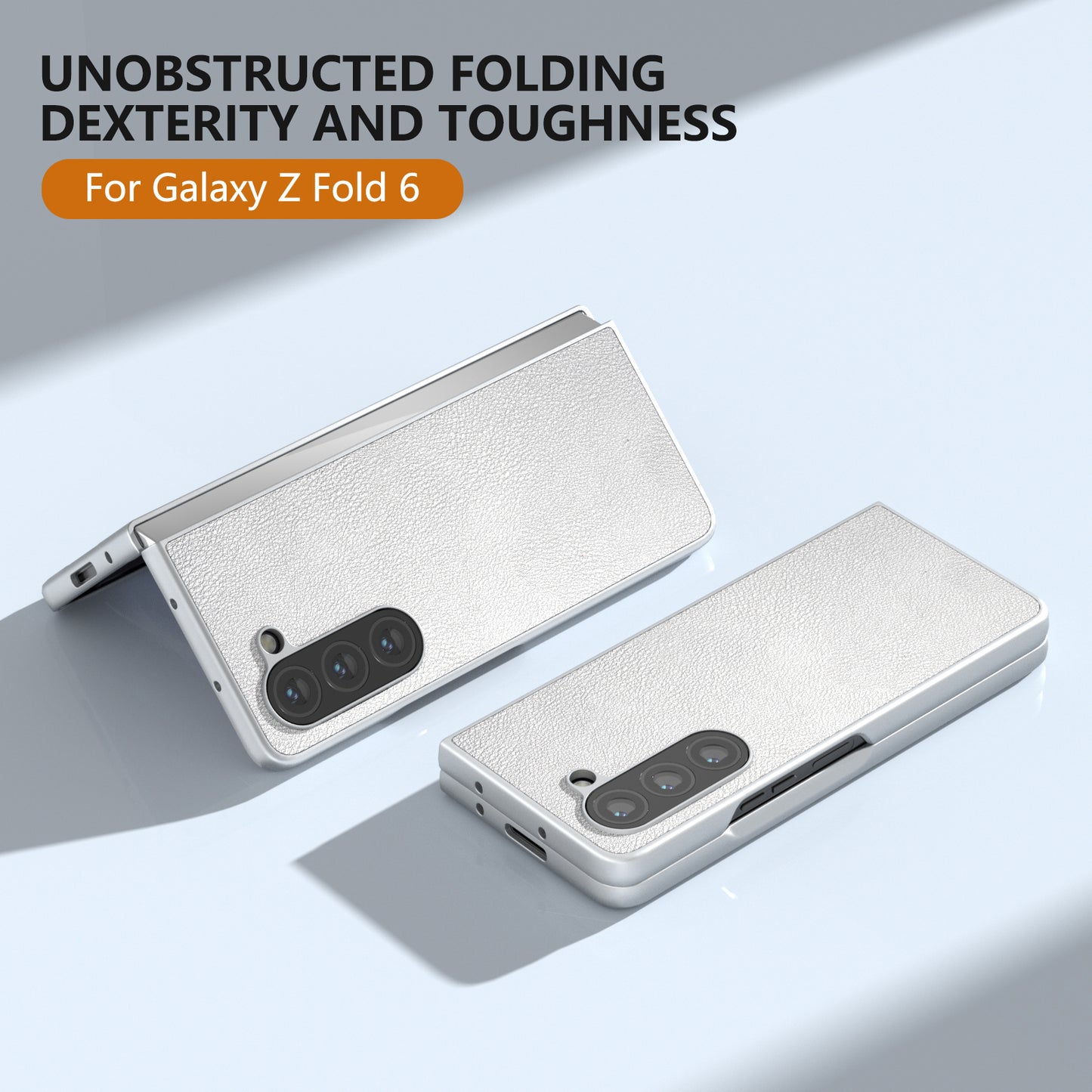 For Samsung Galaxy Z Fold6 5G Case Cell Accessories Leather + PC Phone Cover - Silver