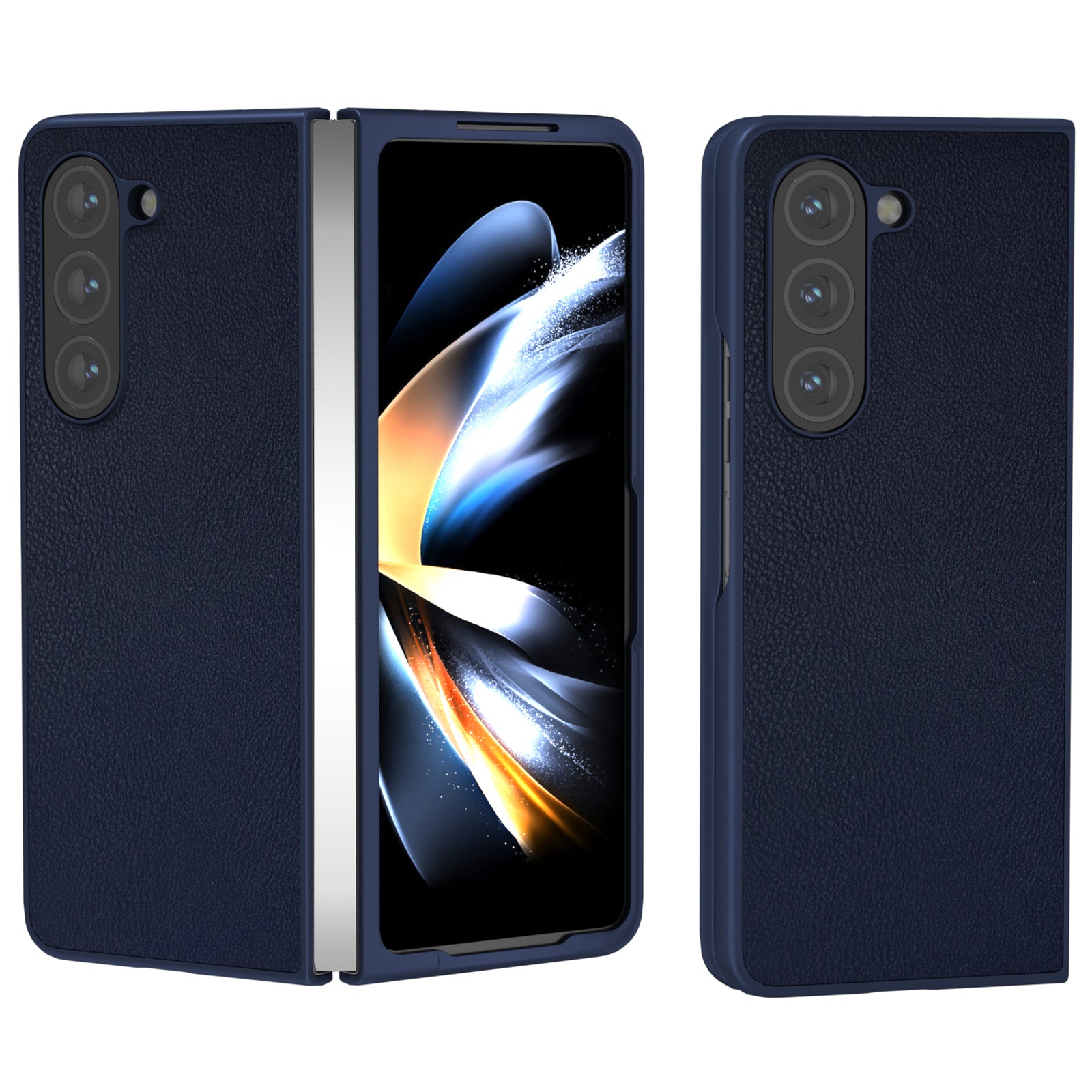 For Samsung Galaxy Z Fold6 5G Case Cell Accessories Leather + PC Phone Cover - Dark Blue