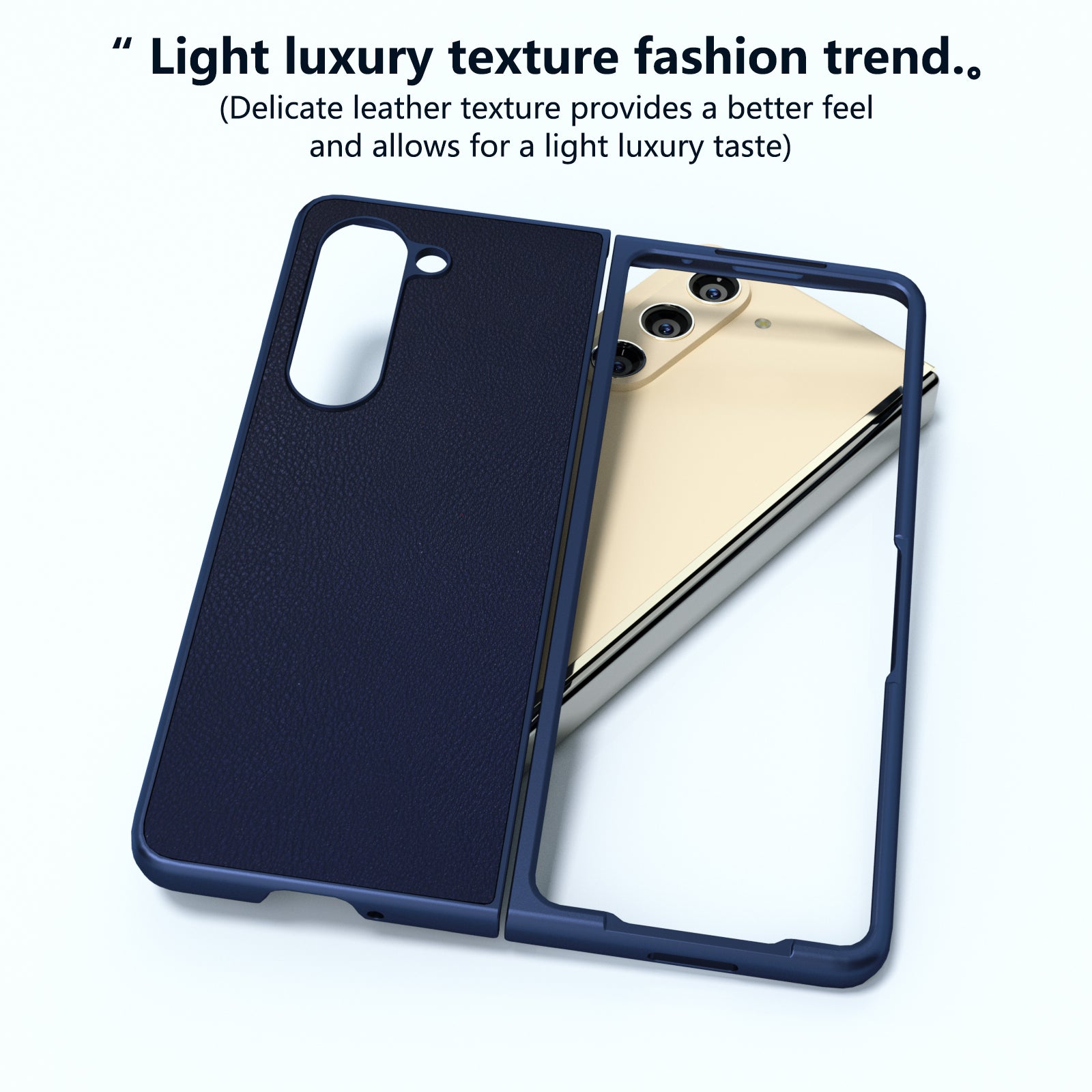 For Samsung Galaxy Z Fold6 5G Case Cell Accessories Leather + PC Phone Cover - Dark Blue