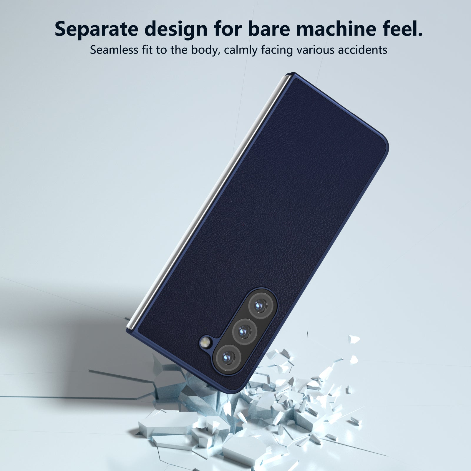 For Samsung Galaxy Z Fold6 5G Case Cell Accessories Leather + PC Phone Cover - Dark Blue