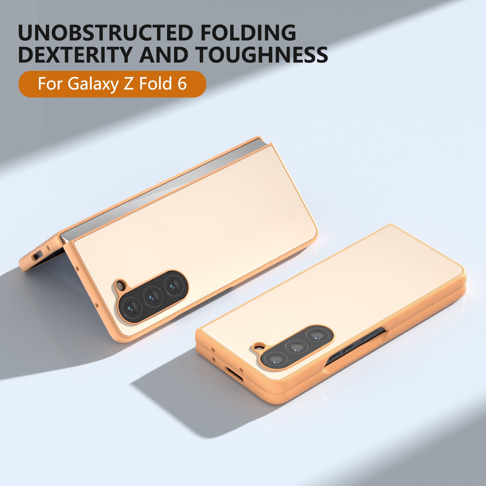 For Samsung Galaxy Z Fold6 5G Case Cell Accessories Leather + PC Phone Cover - Light Pink