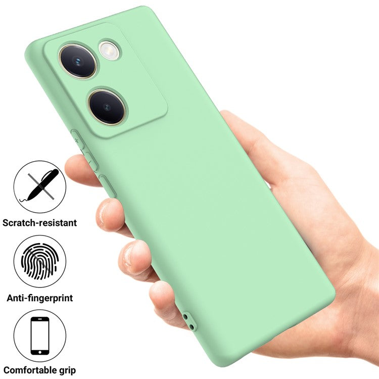 For vivo Y200 Pro 5G Case Liquid Silicone Protective Phone Cover with Hand Strap - Green