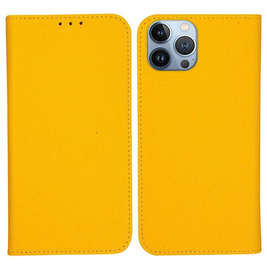 For iPhone 16 Pro Case Cross Texture PU Leather Phone Cover Magnetic Closure - Yellow