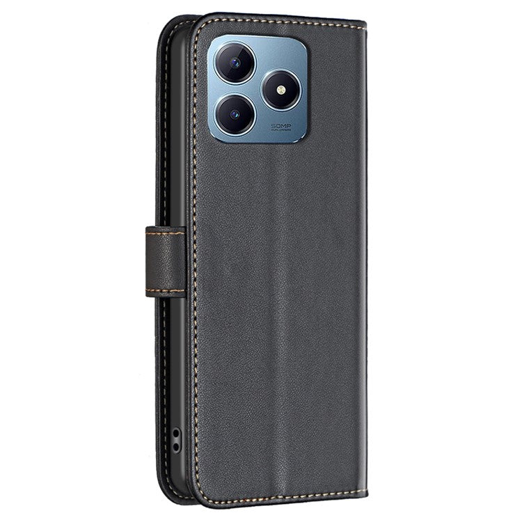 BINFEN COLOR BF17 For Realme C63 4G / C61 4G Leather Case Wallet Stand Phone Cover - Black