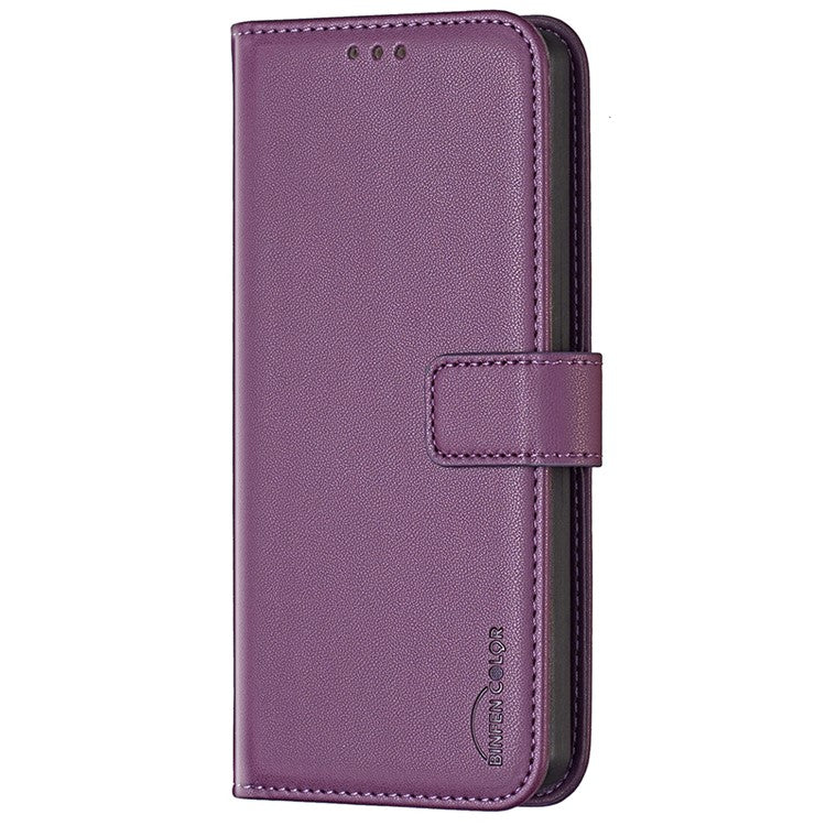 BINFEN COLOR BF17 For Realme C63 4G / C61 4G Leather Case Wallet Stand Phone Cover - Dark Purple