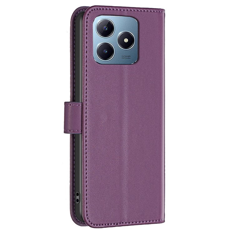 BINFEN COLOR BF17 For Realme C63 4G / C61 4G Leather Case Wallet Stand Phone Cover - Dark Purple