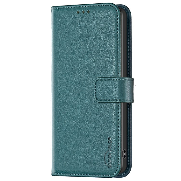 BINFEN COLOR BF17 For Realme C63 4G / C61 4G Leather Case Wallet Stand Phone Cover - Green