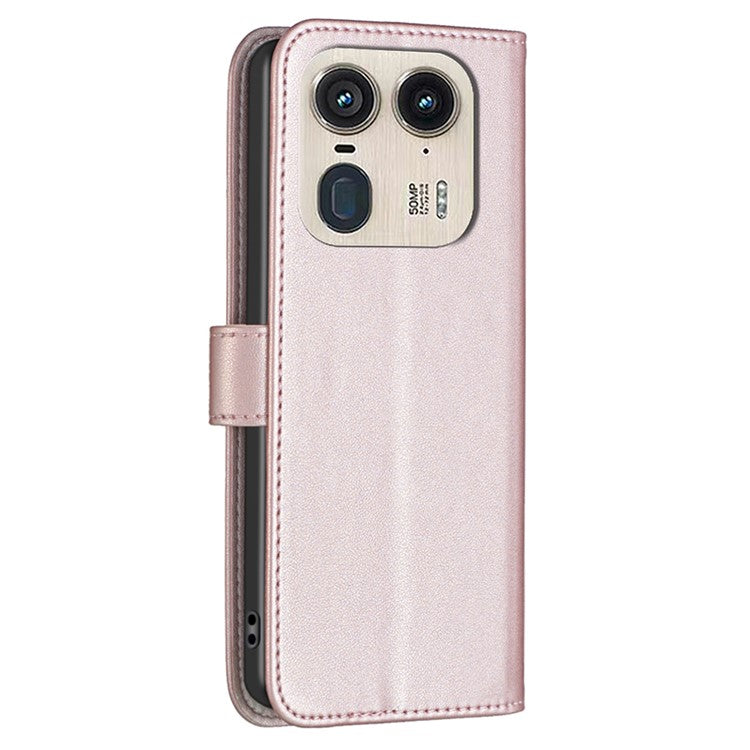 BINFEN COLOR BF17 For Motorola Edge 50 Ultra 5G / Moto X50 Ultra 5G Case Full Protection Leather Phone Cover - Rose Gold