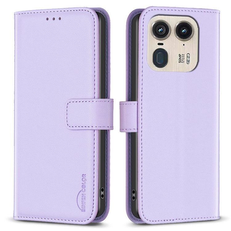 BINFEN COLOR BF17 For Motorola Edge 50 Ultra 5G / Moto X50 Ultra 5G Case Full Protection Leather Phone Cover - Purple