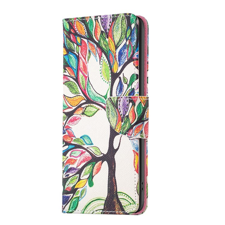For Realme C61 4G / C63 4G Case Pattern PU Leather Phone Cover Card Slots Folding Stand - Life Tree
