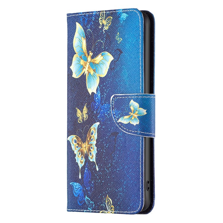 For Realme C61 4G / C63 4G Case Pattern PU Leather Phone Cover Card Slots Folding Stand - Golden Butterflies