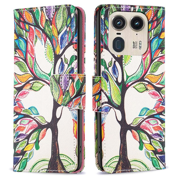 For Motorola Edge 50 Ultra 5G / Moto X50 Ultra 5G Case Leather Phone Cover Pattern Printing - Life Tree