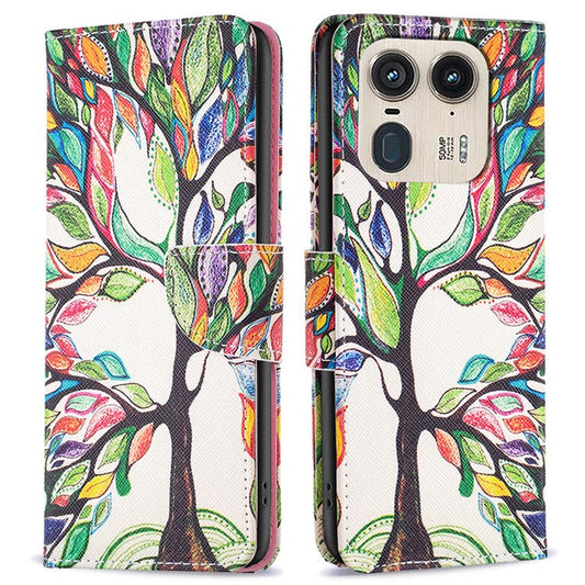 For Motorola Edge 50 Ultra 5G / Moto X50 Ultra 5G Case Leather Phone Cover Pattern Printing - Life Tree