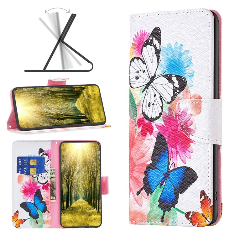 For Motorola Edge 50 Ultra 5G / Moto X50 Ultra 5G Case Leather Phone Cover Pattern Printing - Two Butterflies