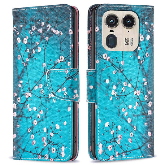 For Motorola Edge 50 Ultra 5G / Moto X50 Ultra 5G Case Leather Phone Cover Pattern Printing - Plum Blossom