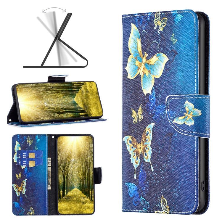 For Motorola Edge 50 Ultra 5G / Moto X50 Ultra 5G Case Leather Phone Cover Pattern Printing - Golden Butterflies