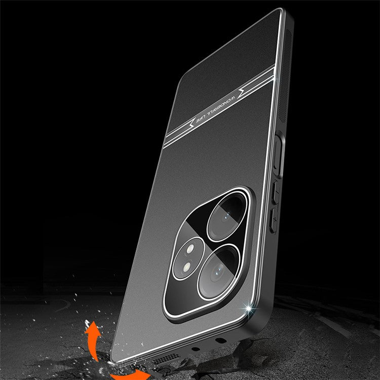 For Realme GT Neo6 5G / Neo6 SE 5G / 6T 5G Cell Phone Case Metal+PC+TPU Matte Back Cover - Black+Brushed Black