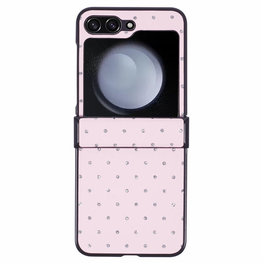 For Samsung Galaxy Z Flip6 5G Case Rhinestone Decor Leather + PC Phone Cover Three Parts Integrated - Pink