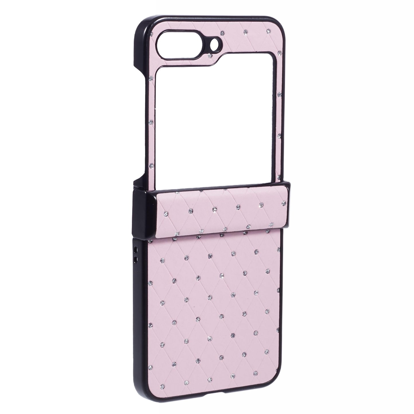 For Samsung Galaxy Z Flip6 5G Case Rhinestone Decor Leather + PC Phone Cover Three Parts Integrated - Pink