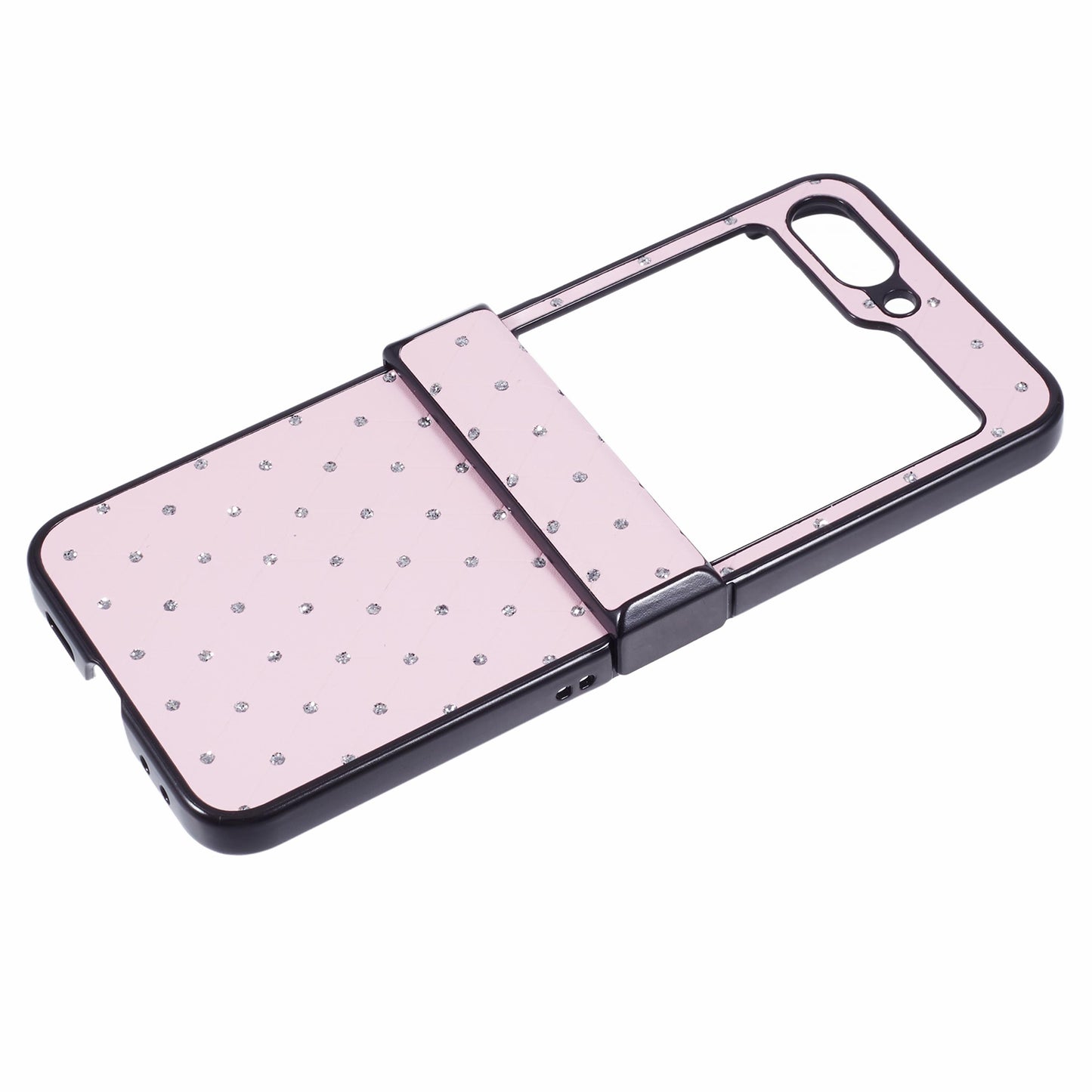 For Samsung Galaxy Z Flip6 5G Case Rhinestone Decor Leather + PC Phone Cover Three Parts Integrated - Pink