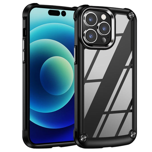 For iPhone 16 Pro Case PC + TPU Shockproof Anti-Scratch Phone Cover - Black